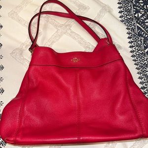 Coach F57545 Lexy Shoulder Bag in Pebble Leather Strawberry